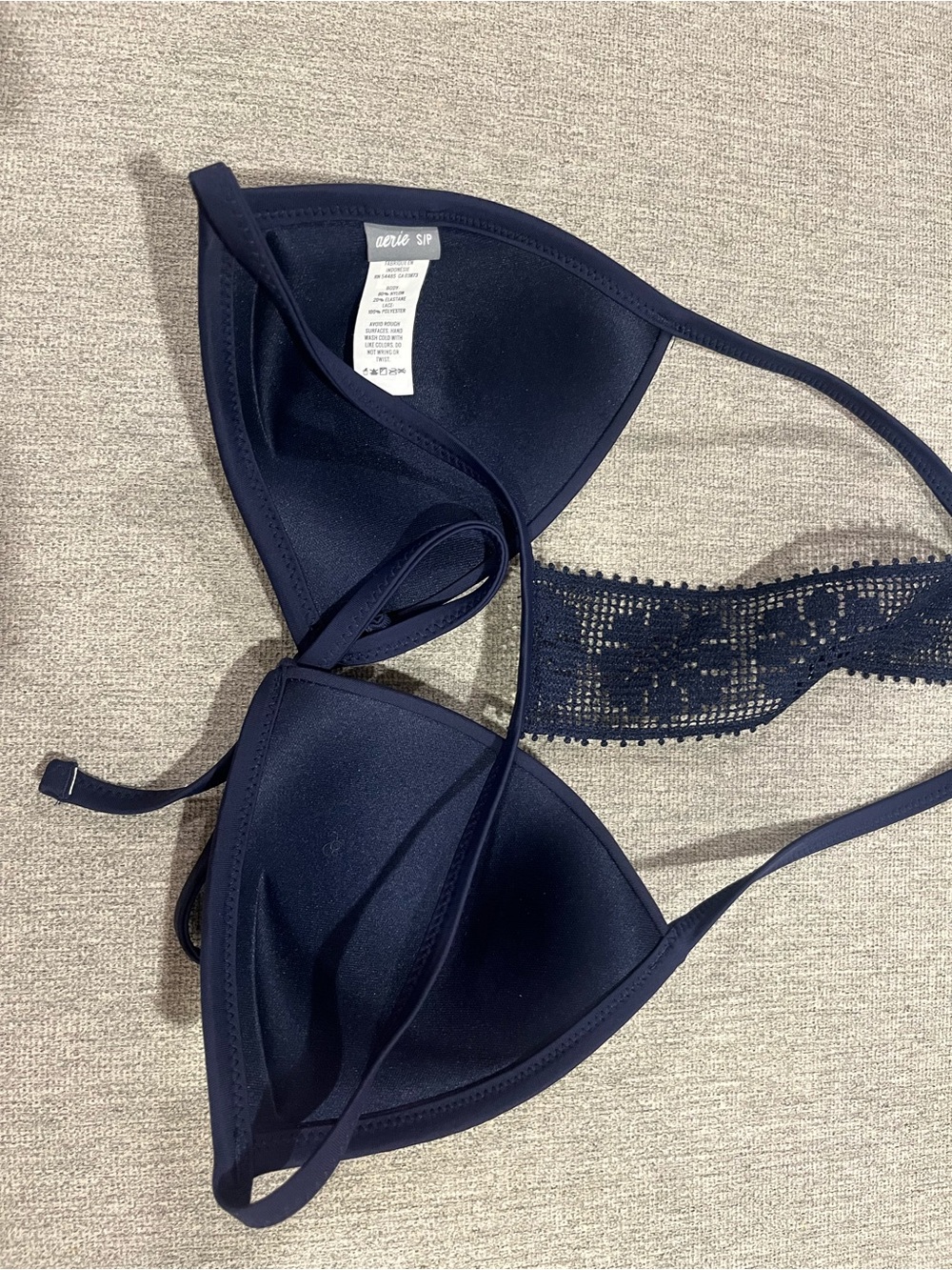Aerie Navy Crochet-Back Halter Bikini Top - Women Swim - Picture 2 of 2